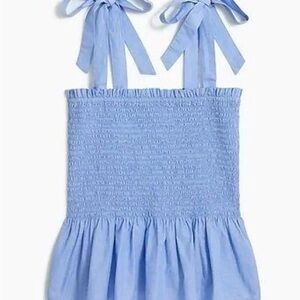 Light Blue Smocked Top with Bow Straps
